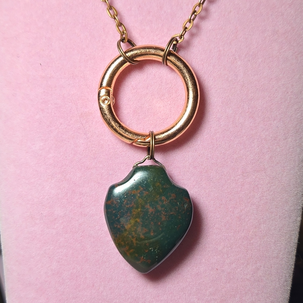 HAND CRAFTED Bloodstone Pendant On A Swaps Bronze/Copper Necklace, Customizable